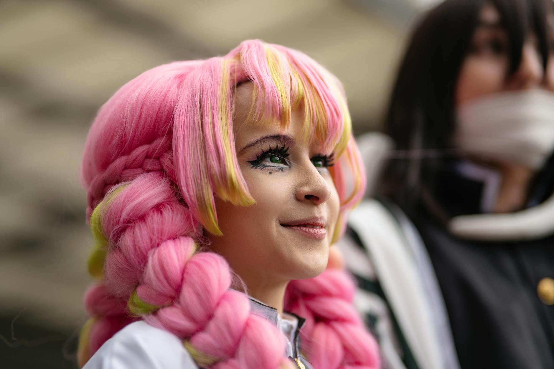 Anime Character — Colorful cosplay character with pink hair at an outdoor anime event in Costa Rica.