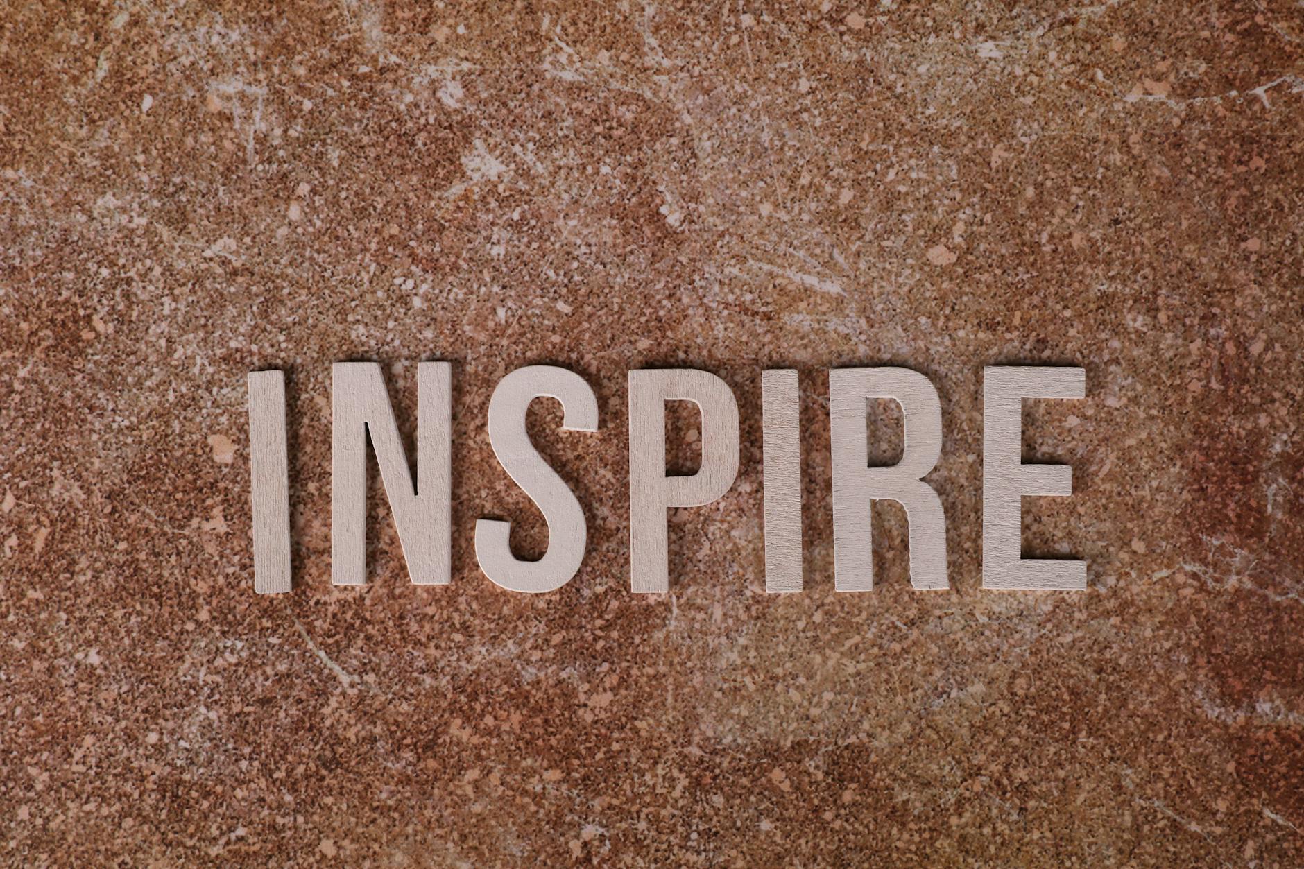 Art, Text To Image, Image, Create Art From Text, Artwork, Text To Art, Pict — Inspirational word INSPIRE on a textured stone background