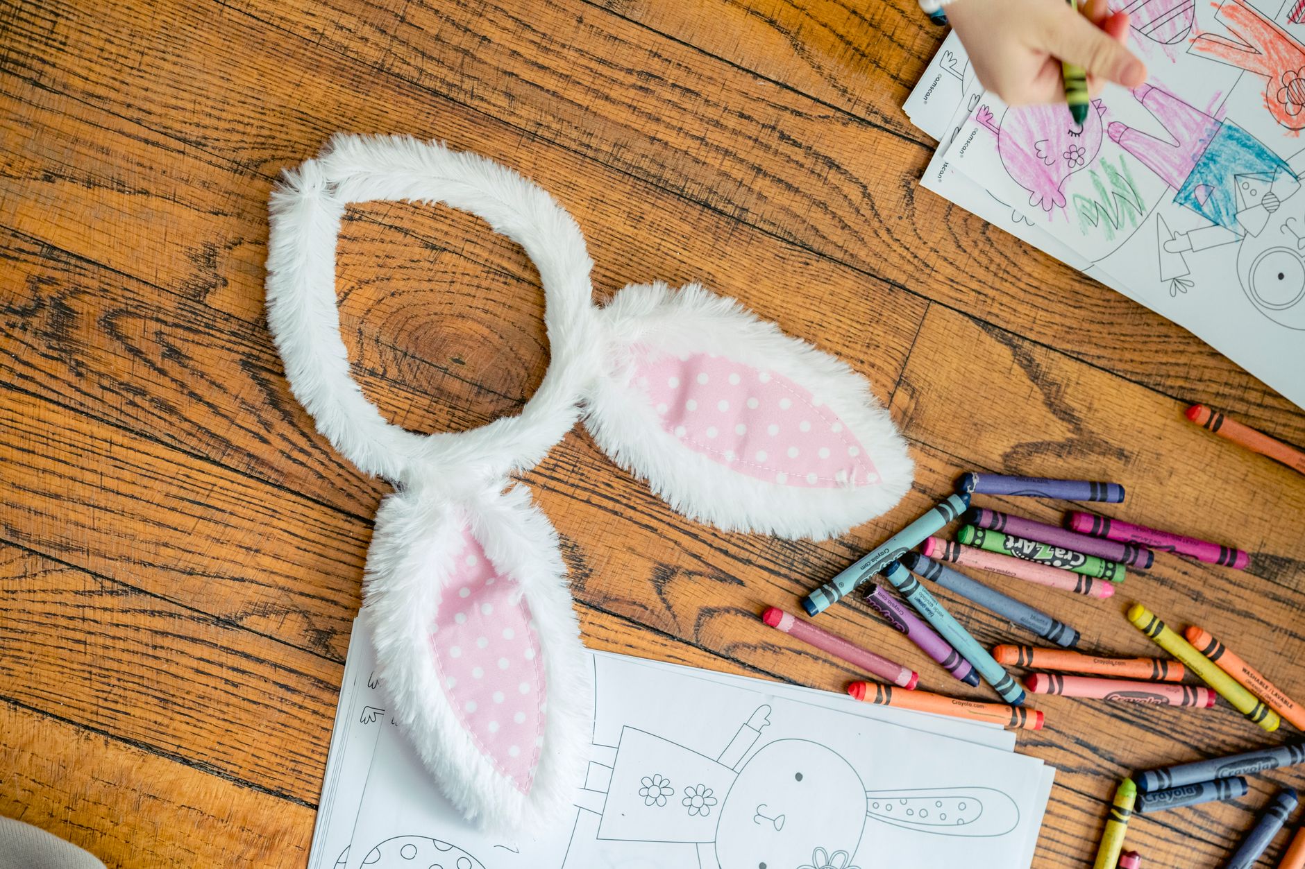 Coloring Page,Coloring Page,Free Coloring Pages,Printable Coloring Sheets, Col — From above of childish headband with bunny ears placed ne