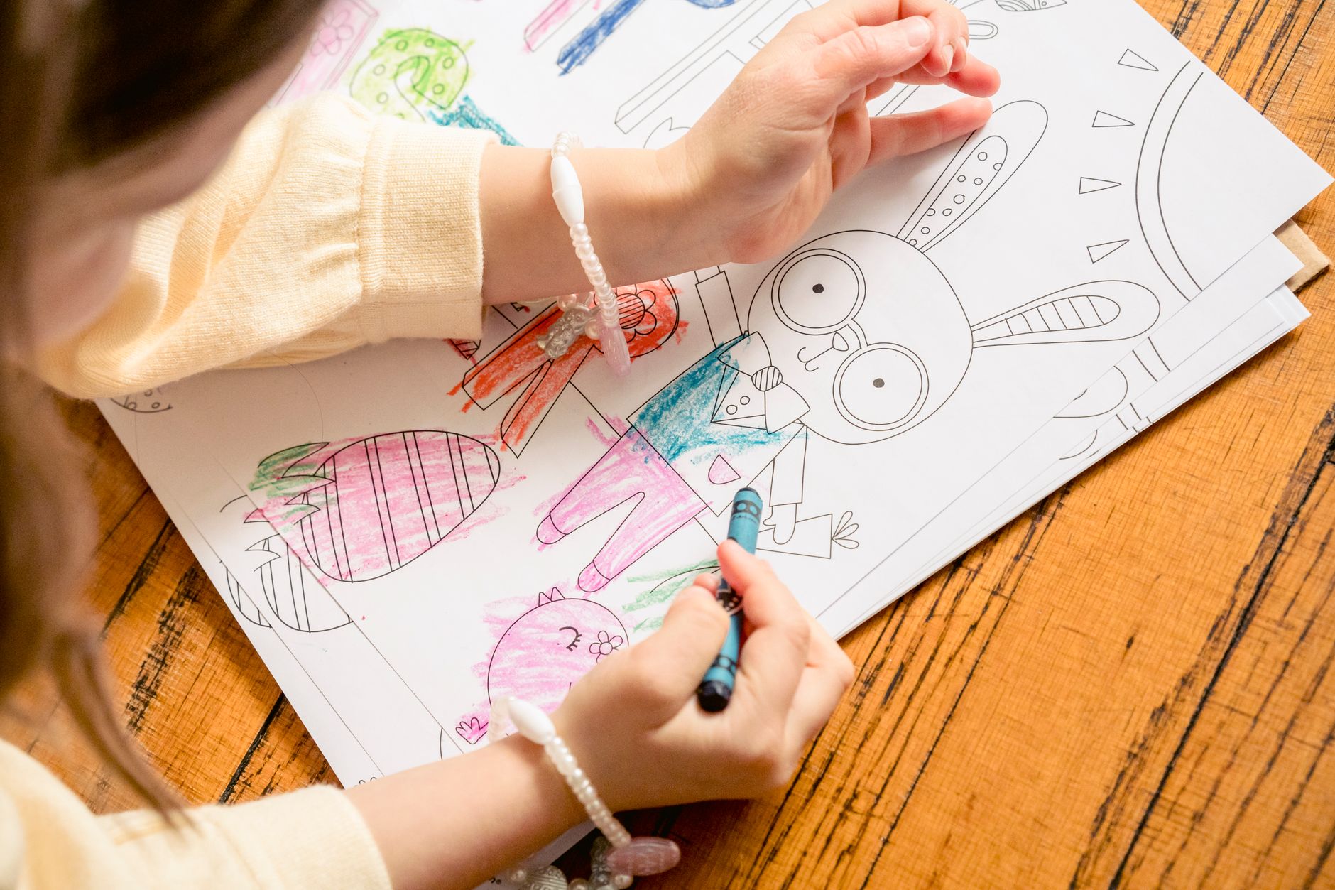 Coloring Page,Coloring Page,Free Coloring Pages,Printable Coloring Sheets, Col — From above of crop unrecognizable girl in casual clothes 