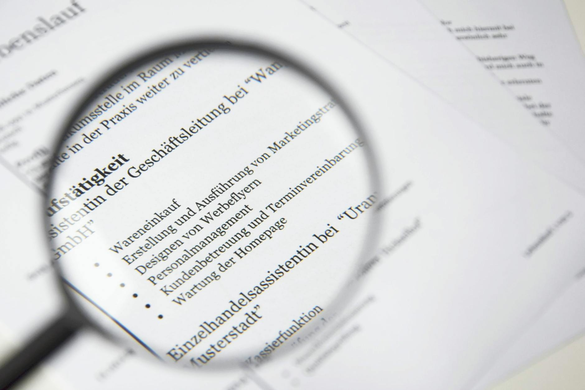 Cover Letter, Cover Letter Writer, Job Application Letter, Cover Letter — Close-up of a business document text under a magnifying glass.