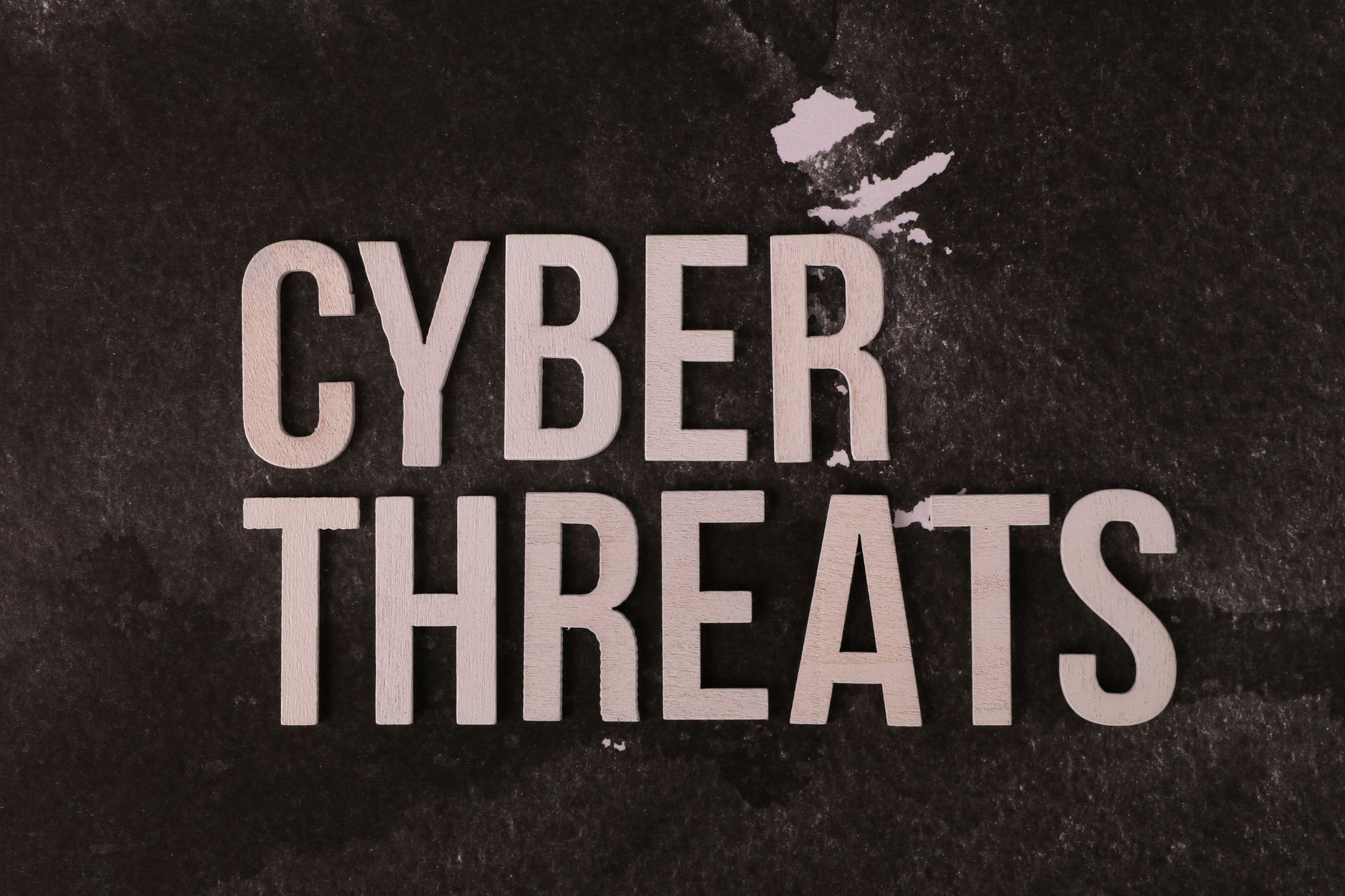 Cyber Security, Threat Analysis, Security Assessment, Compliance Guidance, Cybe — The phrase Cyber Threats displayed on a textured dark bac