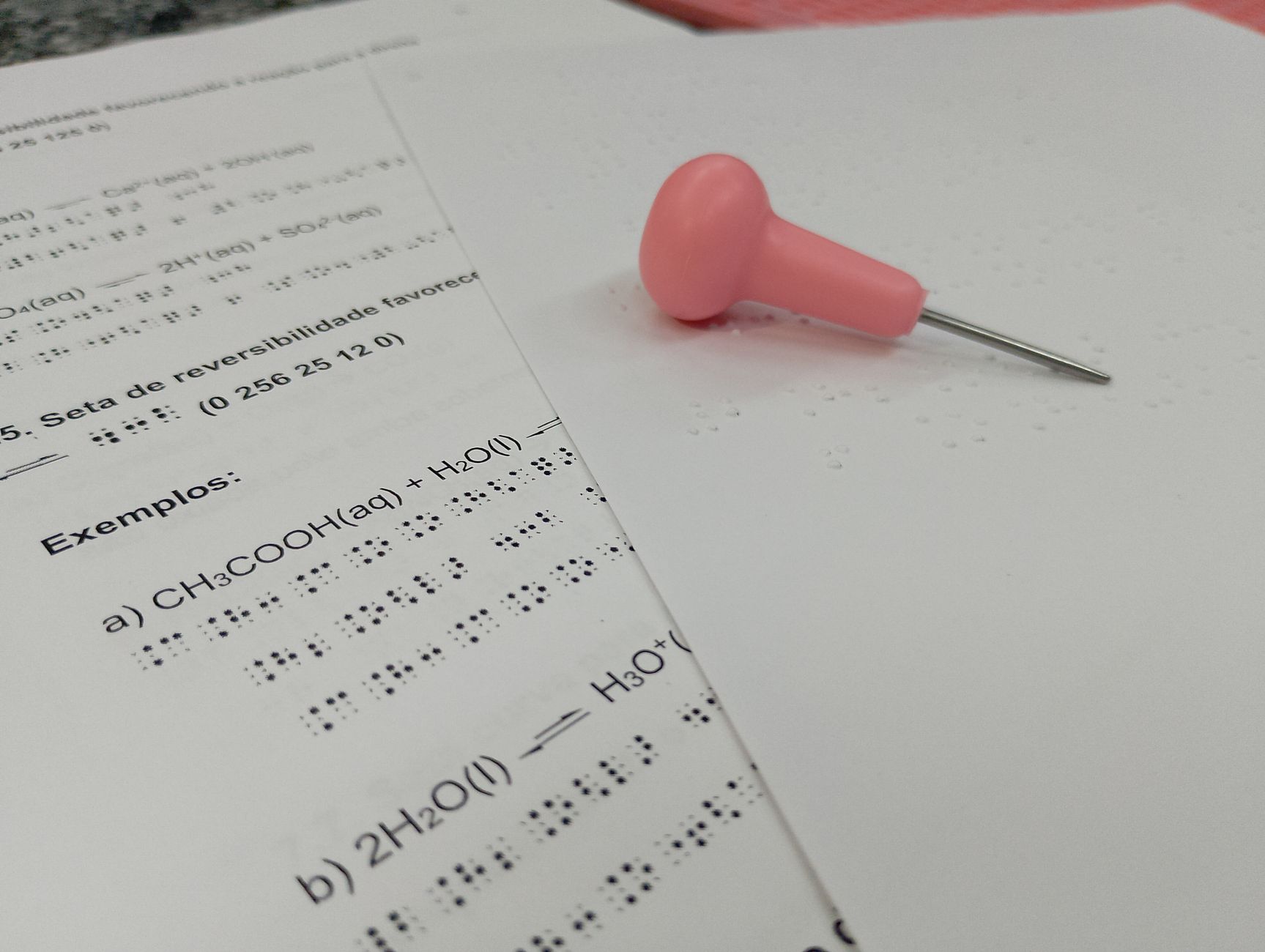 For Education, -Powered Learning Tools, Study Assistant, Learn Smarter With, Tu — Braille chemistry sheet with pink pin for tactile learnin