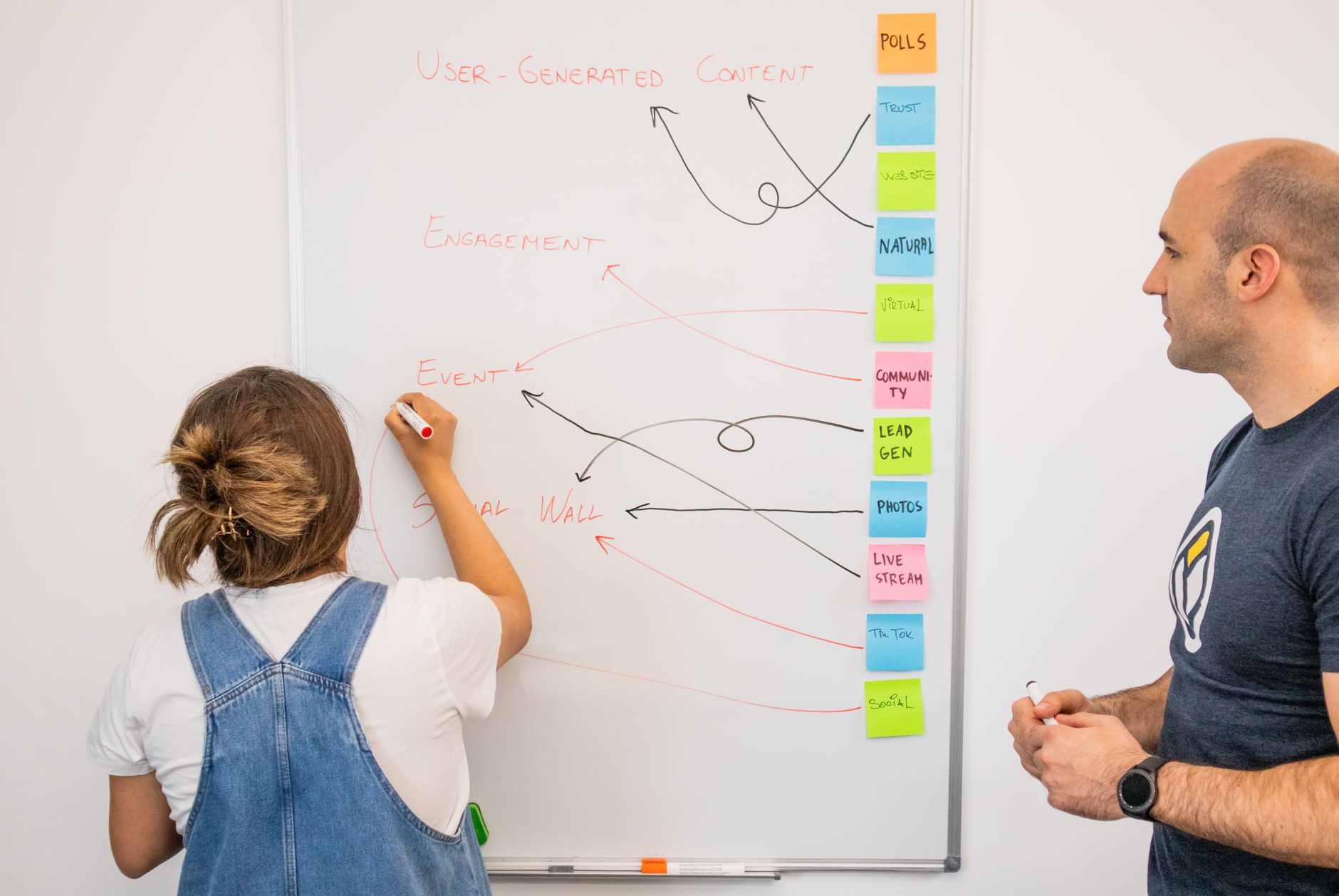 Product Manager, PRD, Product Roadmap Builder, Generate User Stories With, Pr — Two colleagues collaborate on a marketing strategy using 
