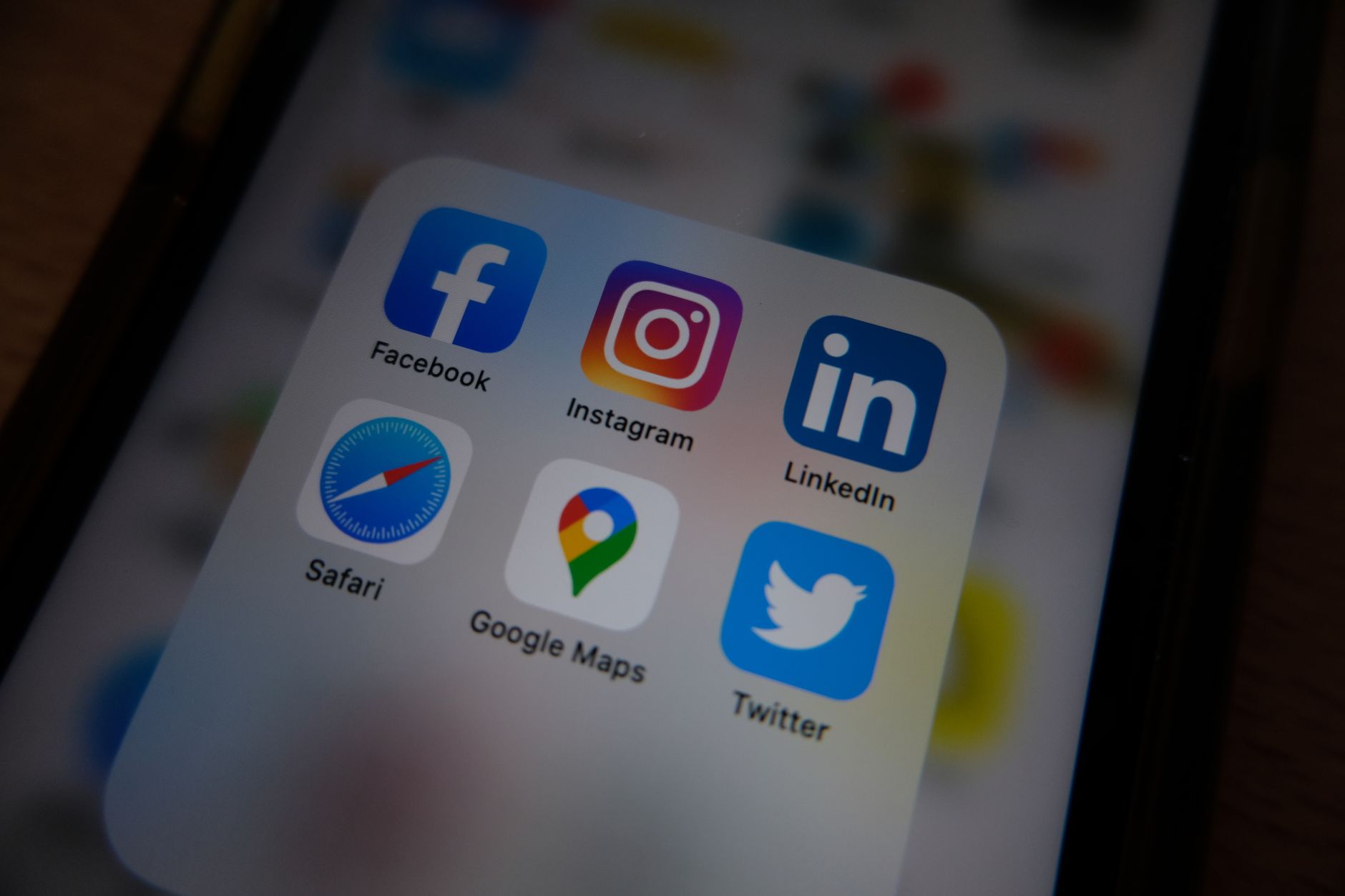 Social Media Post, For Social Media, Instagram Caption, Twitter Post, Linkedin — Close-up view of popular social media app icons on a smar