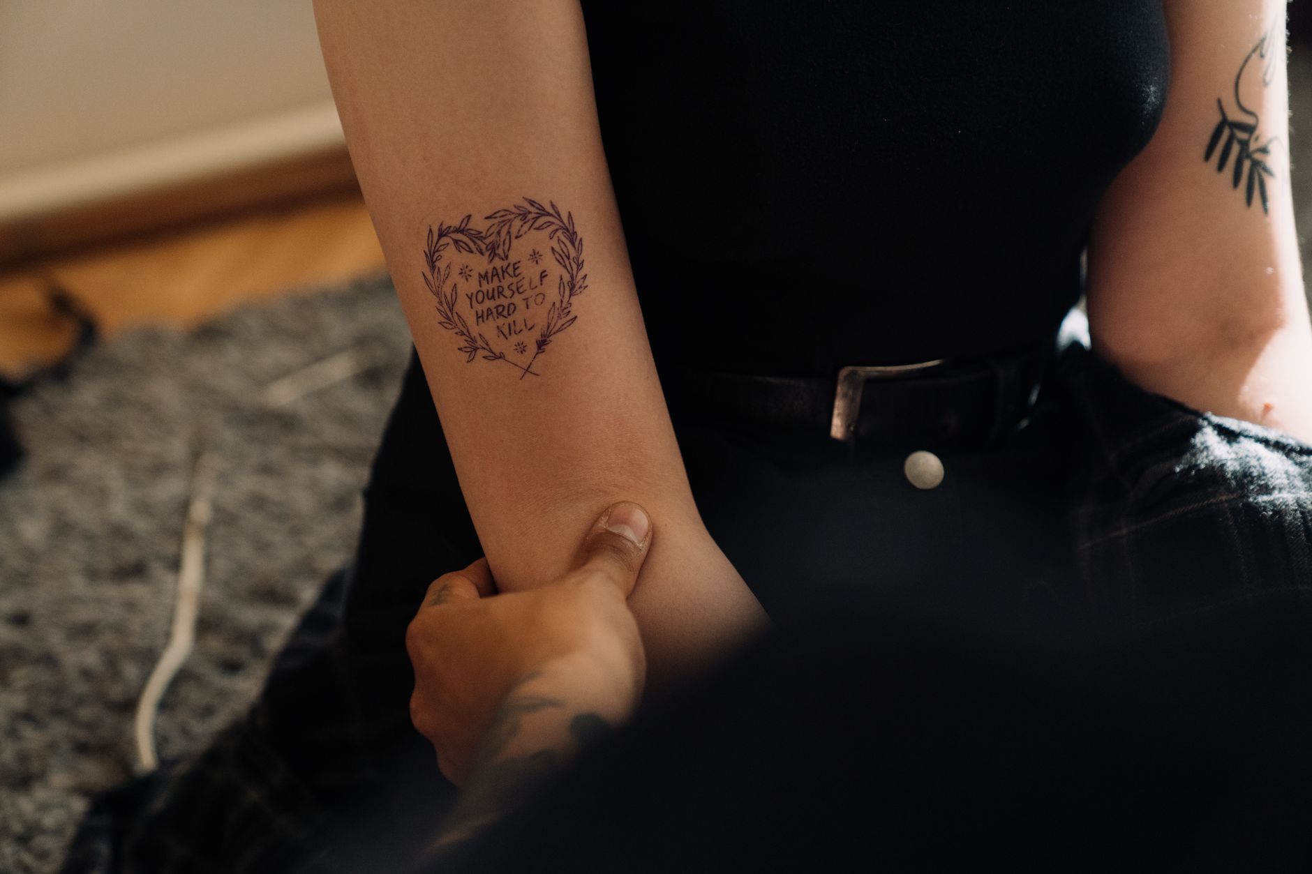 Tattoo, Tattoo Design, Tattoo, Free Tattoo, Custom Tattoo Design, Tattoo Id — A detailed view of an arm tattoo featuring a heart-shaped