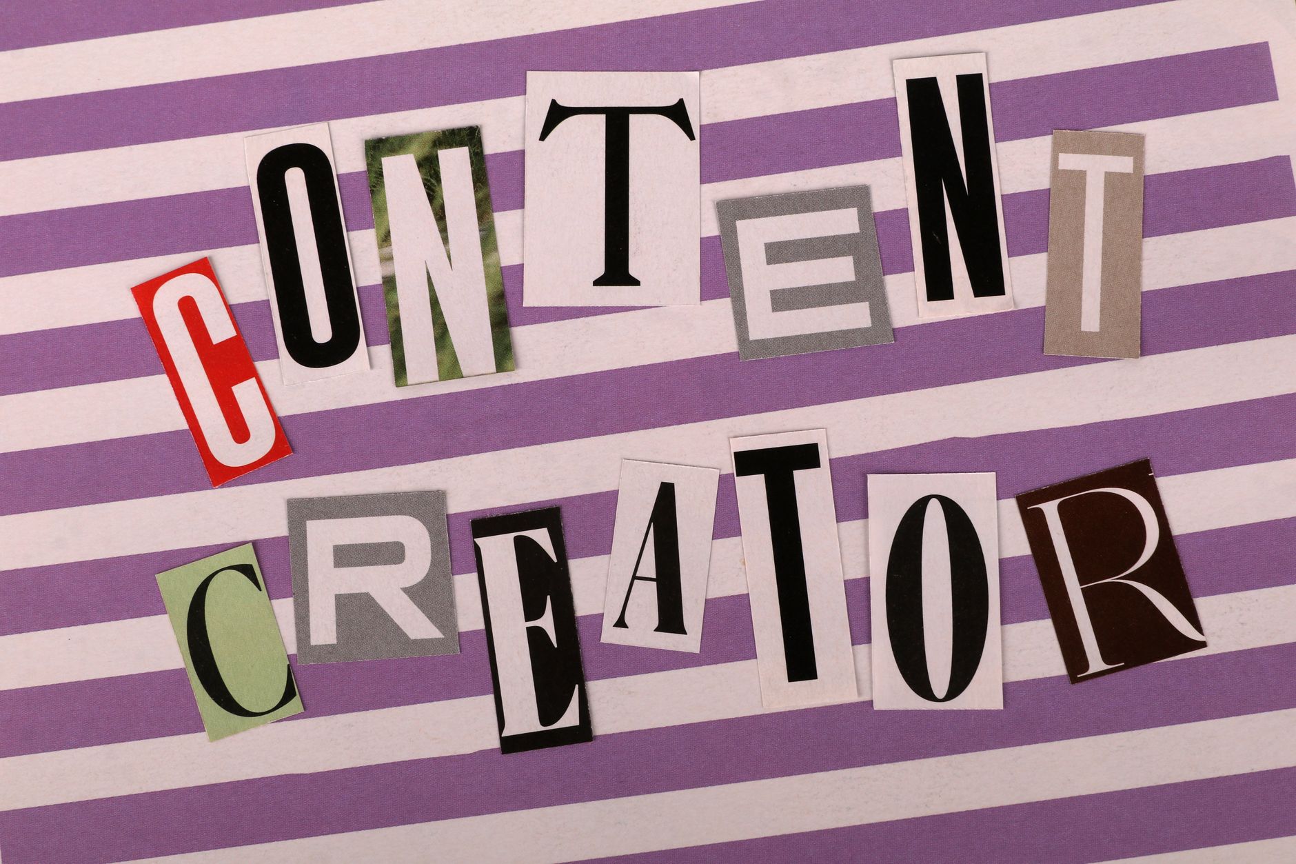 Video Title, Youtube Title, Clickbait Title, Video Title Ideas — Artistic collage spelling Content Creator using various fonts on a strip
