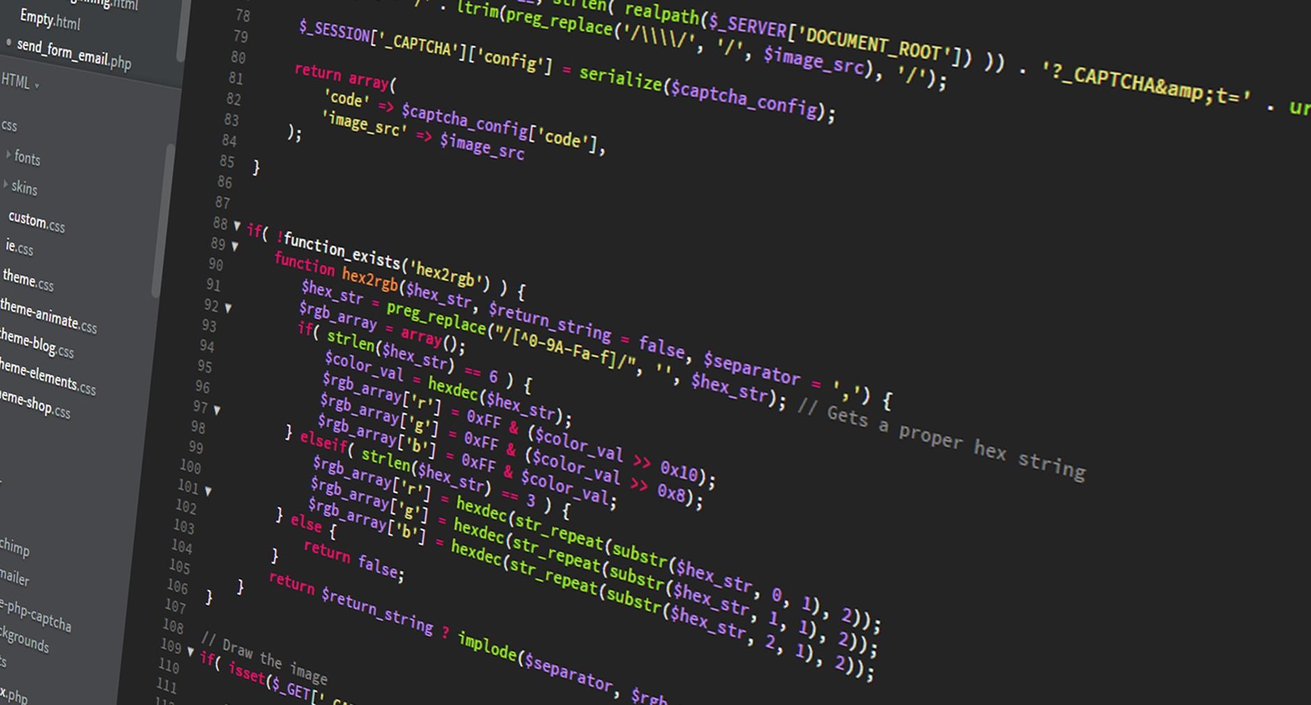 Web Development, Website Builder, Build Website With, Coding Assistant For Web — Colorful PHP code displayed on a dark screen, ideal for p
